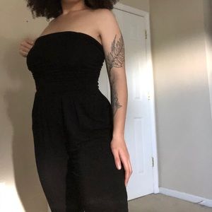 Black strapless jumpsuit
